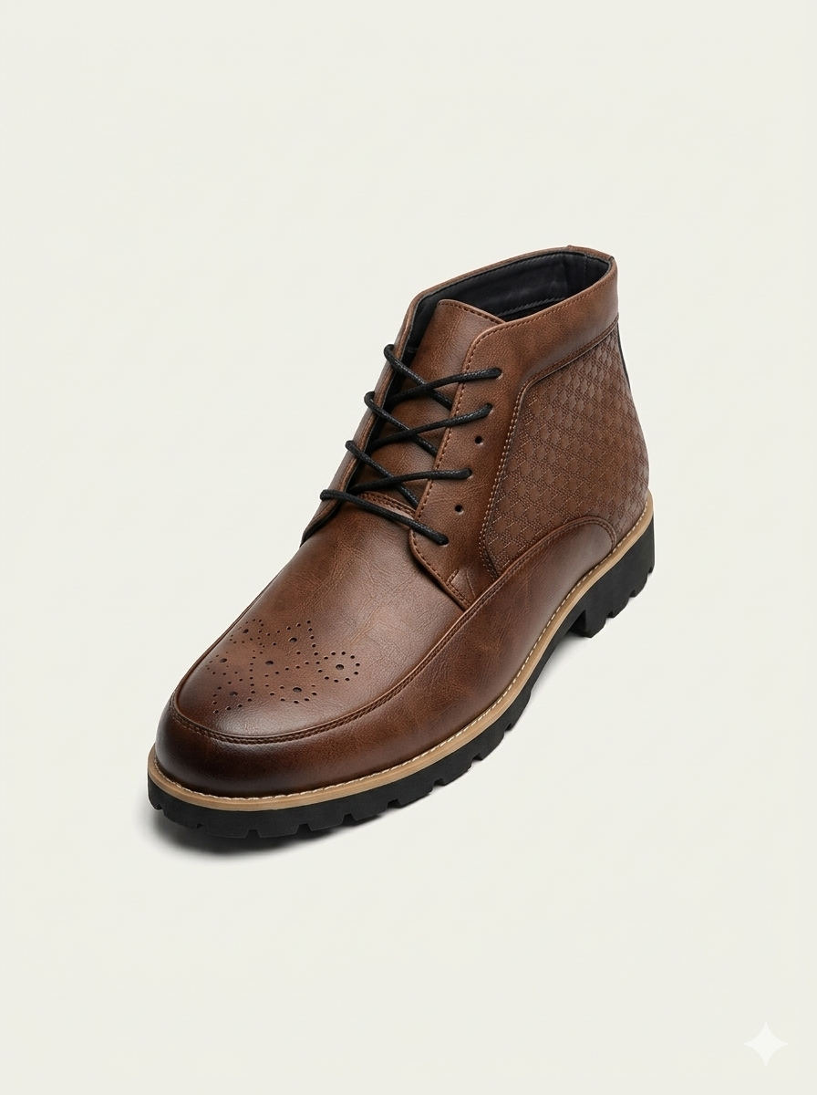 Premium Men's Leather Smart Casual Ankle Boots – Coffee Brown