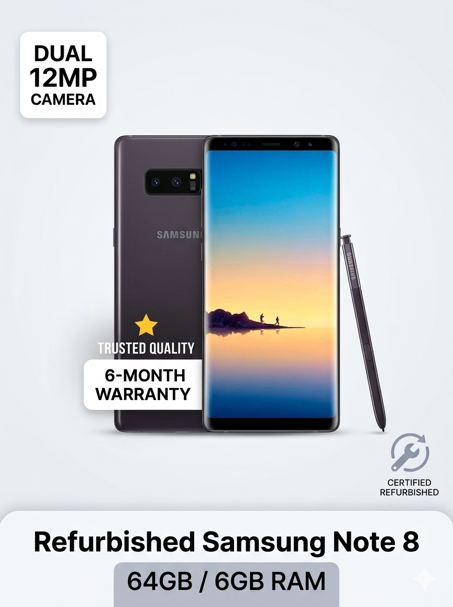 Refurbished Samsung Galaxy Note 8 - 6.3" Display, 64GB Storage, 6GB RAM, Dual 12MP Camera