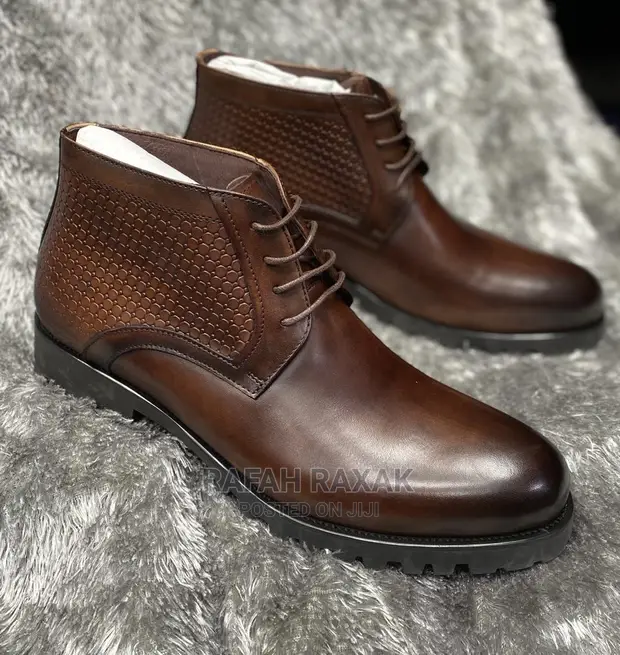 Premium Men's Leather Smart Casual Ankle Boots – Coffee Brown