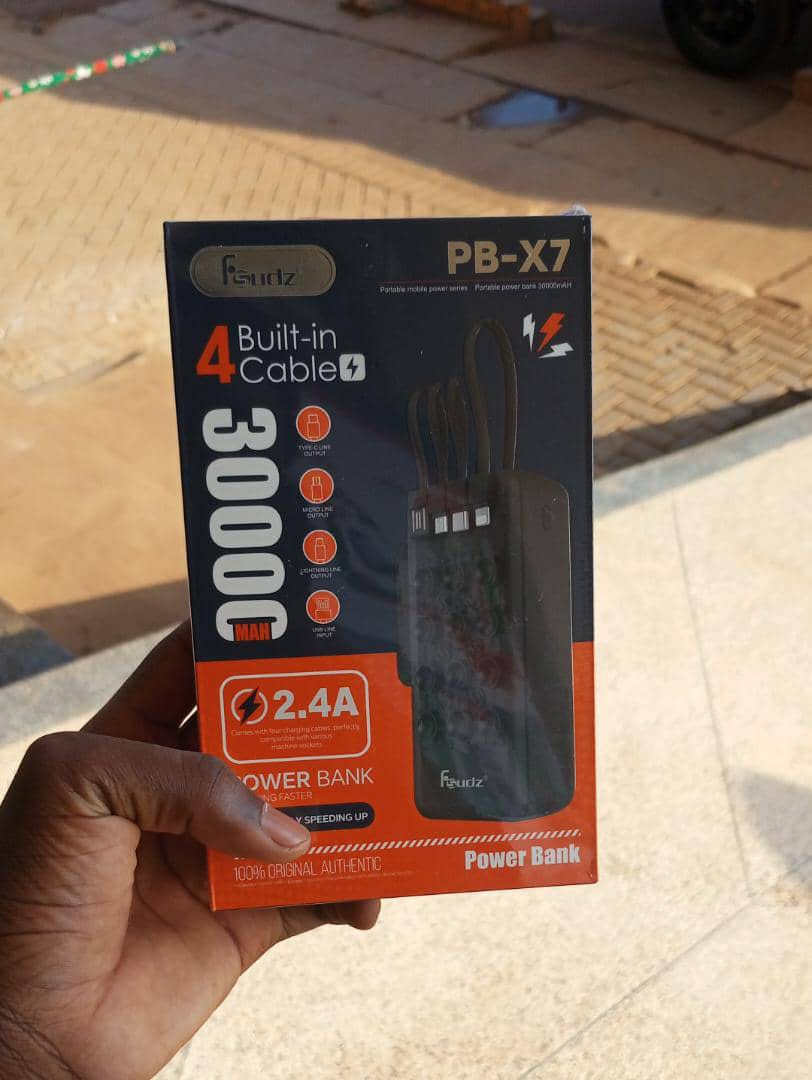 FSUDZ PB-X7 30,000mAh Power Bank -  All-in-One Fast Charger with 4 Built-In Cables